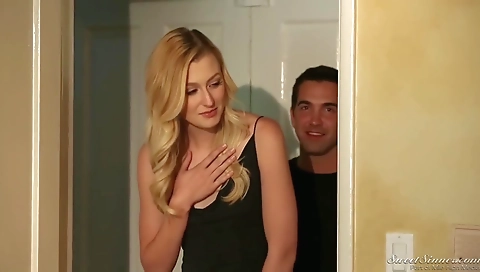 Blonde slut takes it in the ass and mouth