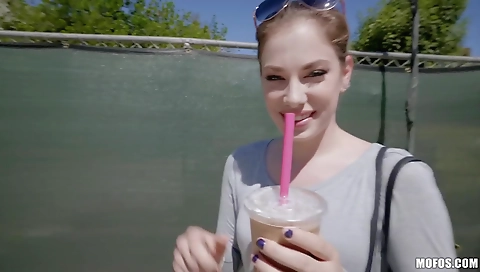 Hawt babe with her boyfriend and a massive dildo