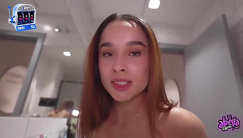 Blonde cutie with huge tits gets cum