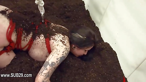 Sexy dark brown sucks two cocks